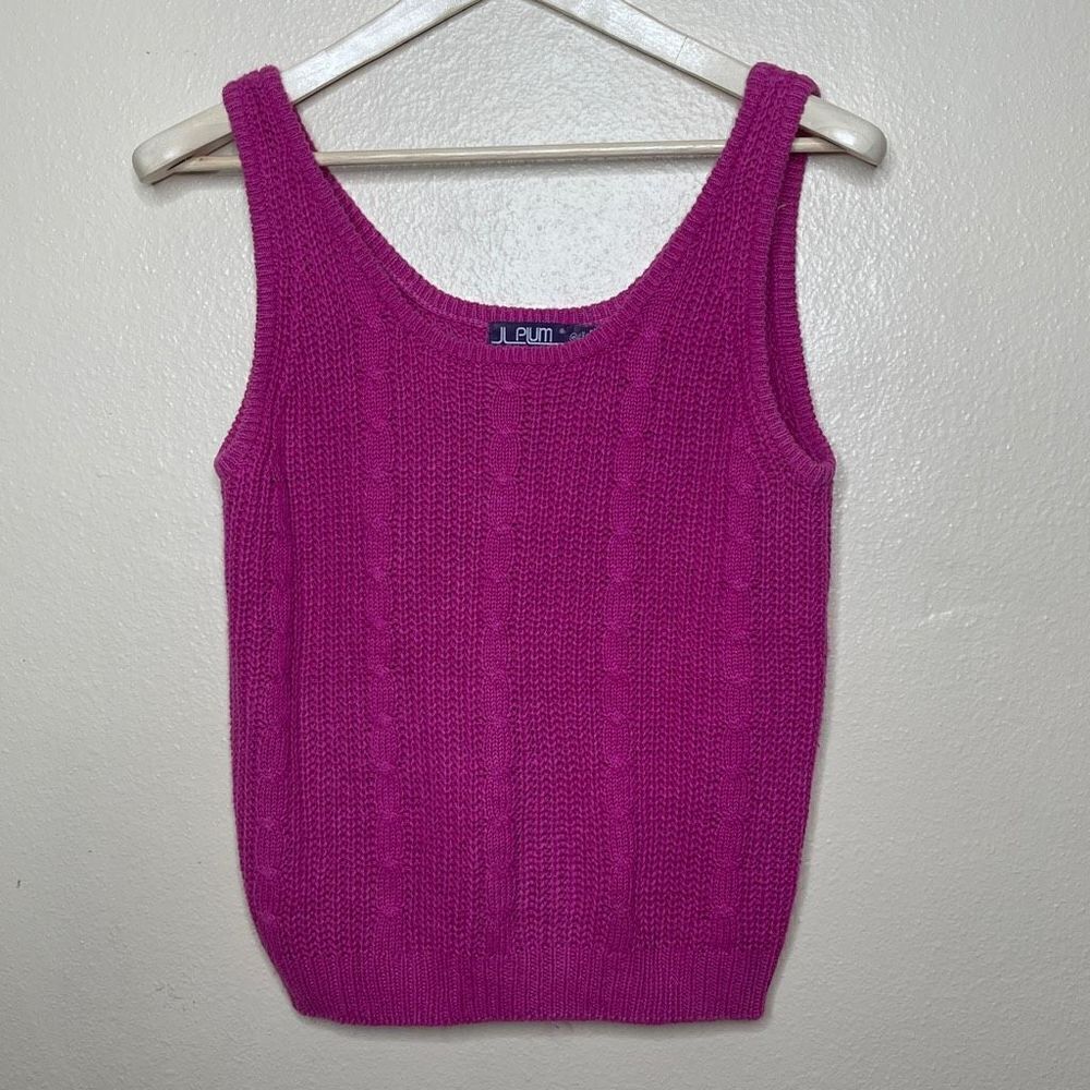 JL Plum Shirt Womens Small Sleeveless Pink Knit Vintage Cotton Bland  Y2K